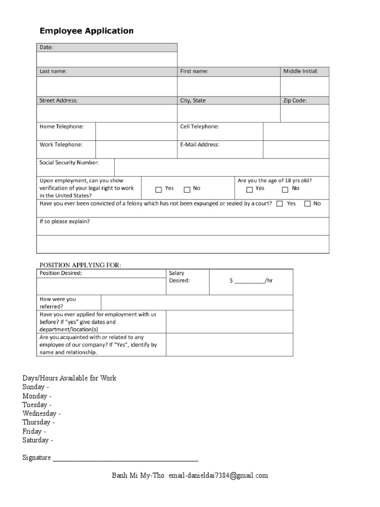 Work Availability Schedule Template | PDF | Career & Growth