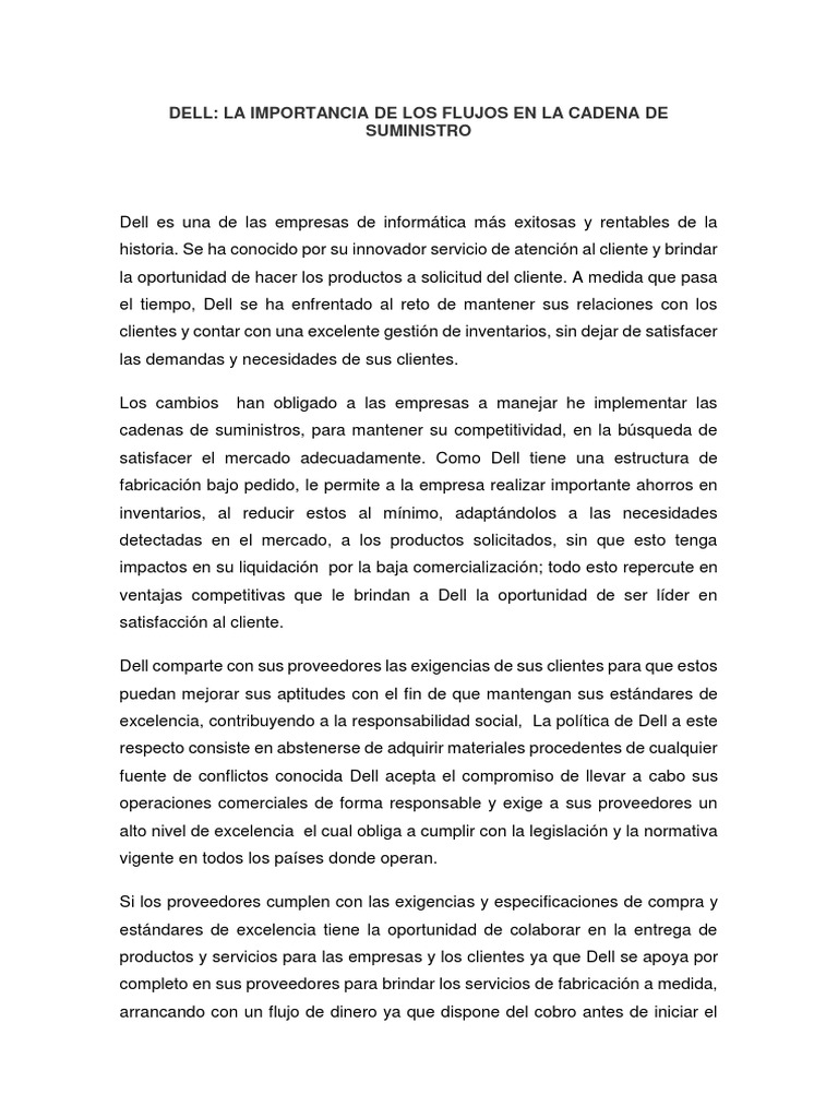 Flujos en la cadena de suministro de Dell | PDF | Dell | Cliente