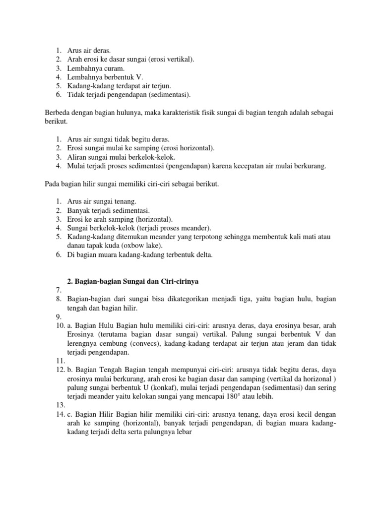 Ciri bagian hilir sungai
