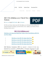 SSC CGL Syllabus 2017 Check Tier 1 Exam Pattern