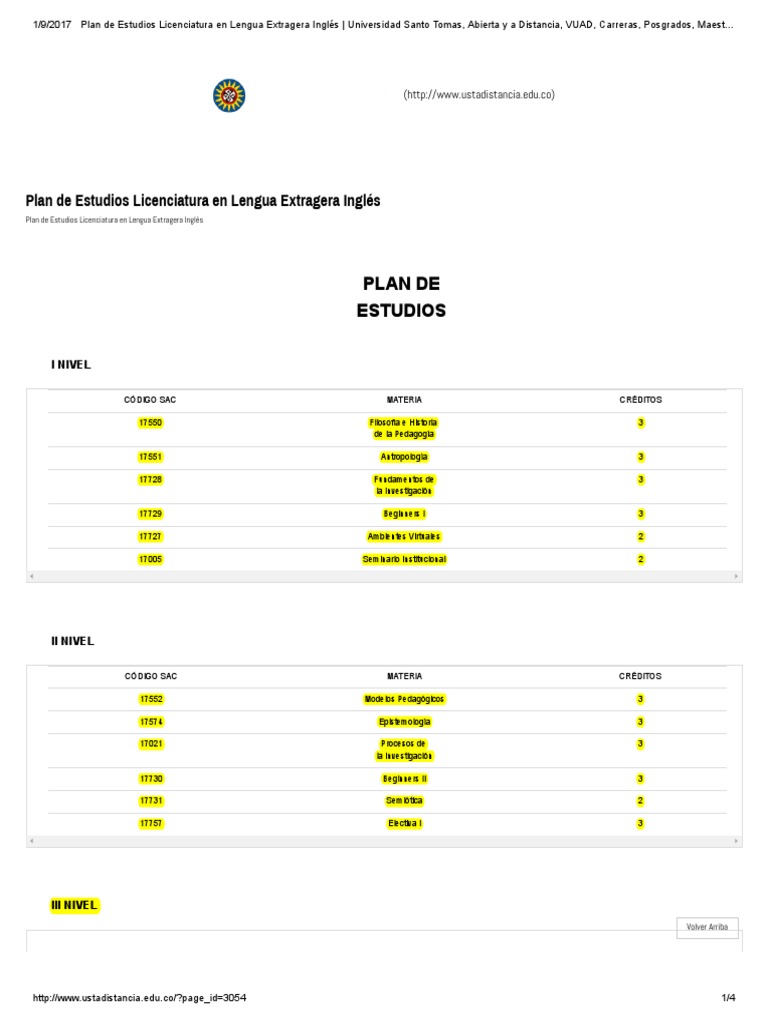 Plan de Estudios Licenciatura en Lengua Extragera Inglés - Universidad ...