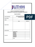 Faculty of Engineering Technology Department of Mechanical Engineering Technology Practice Report