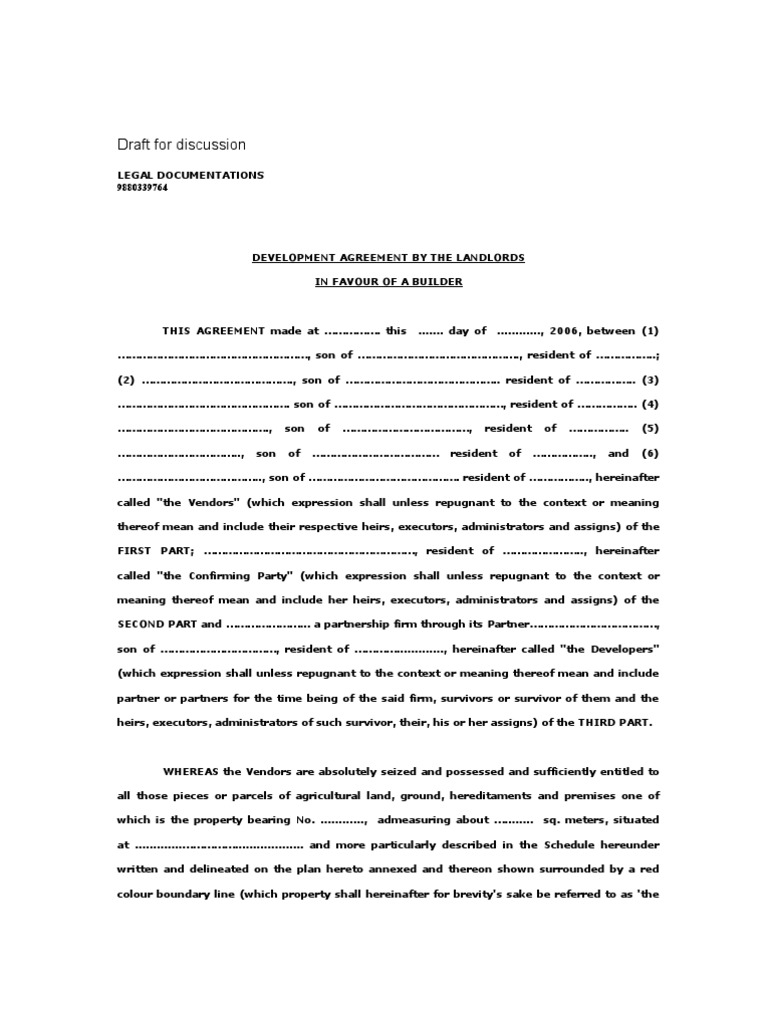 Draft For Discussion | PDF | Conveyancing | Indemnity