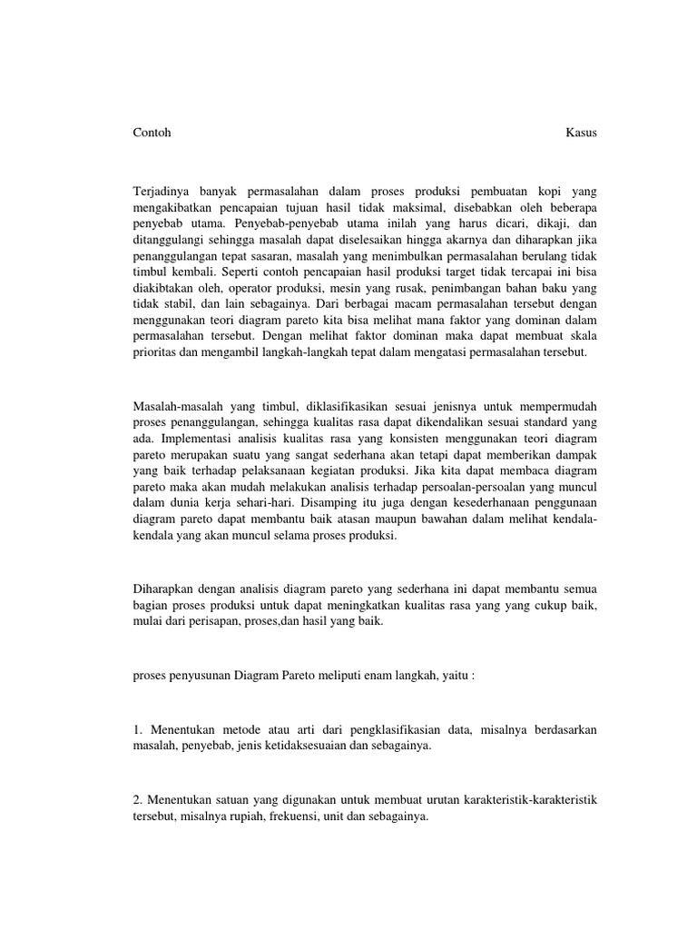 Contoh Soal Diagram Pareto Dan Pencar