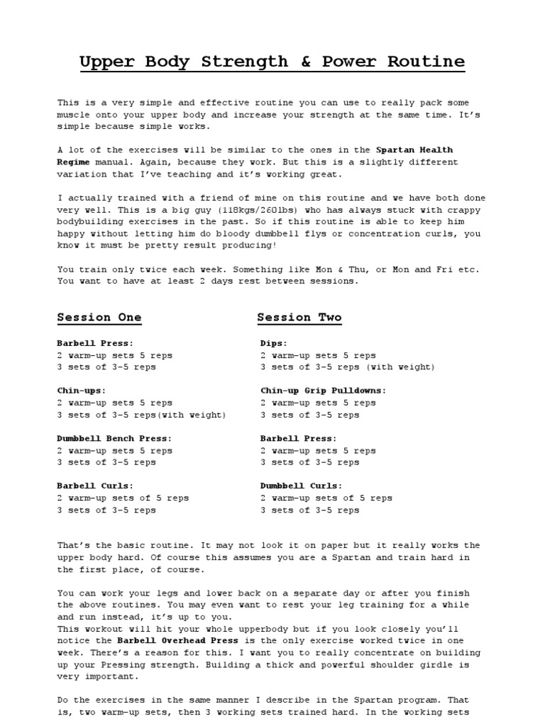 Upper Body Strength Training Routine | PDF | Hobbies | Sports
