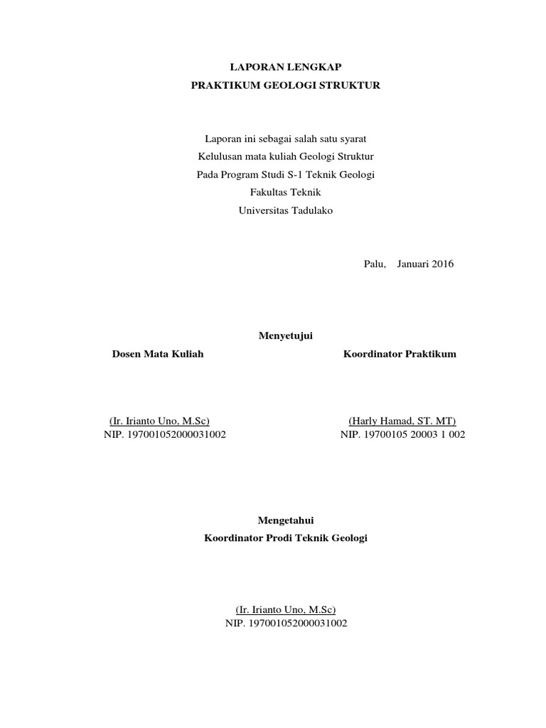 Contoh Lembar Pengesahan Laporan