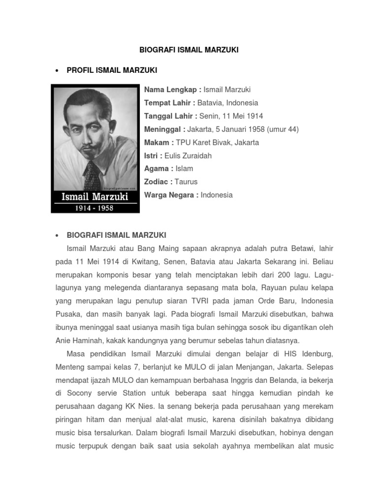 Biografi Ismail Marzuki