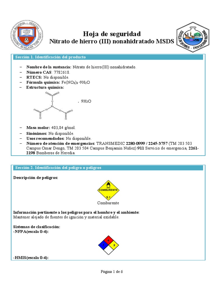 Nitrato de Hierro III Nonahidratado PDF PDF Hierro Agua