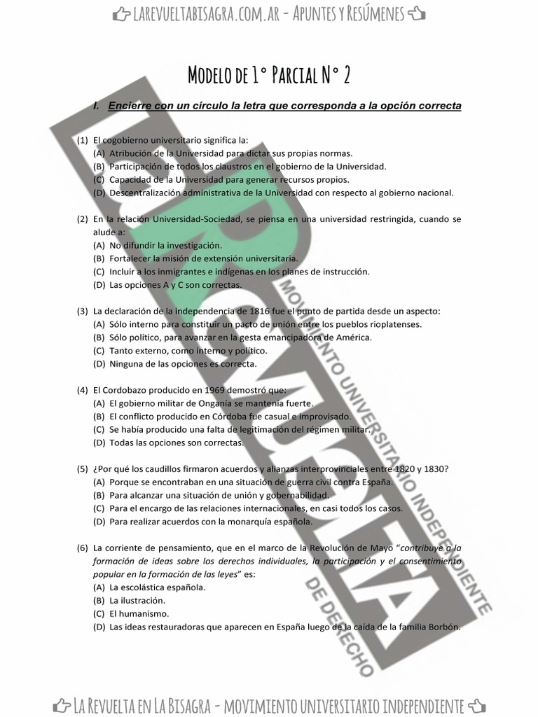 Modelo de 1° Parcial #2 Sin Respuestas Ieca | PDF