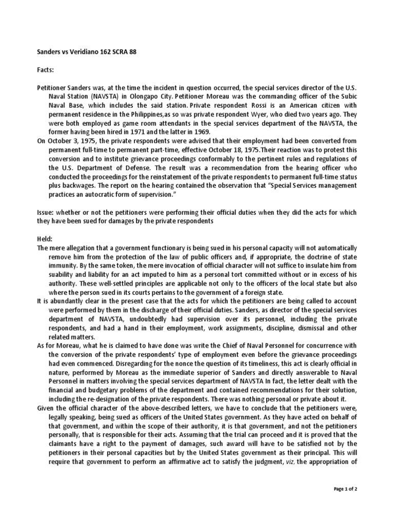 Sanders Vs Veridiano PDF Lawsuit Public Law