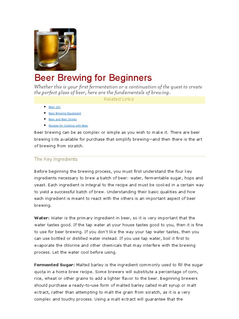 Beer Brewing For Beginners Pdf Brewing Malt