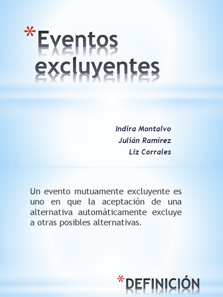 Eventos Excluyentes PDF Probabilidades y estadísticas Enseñanza de matemática