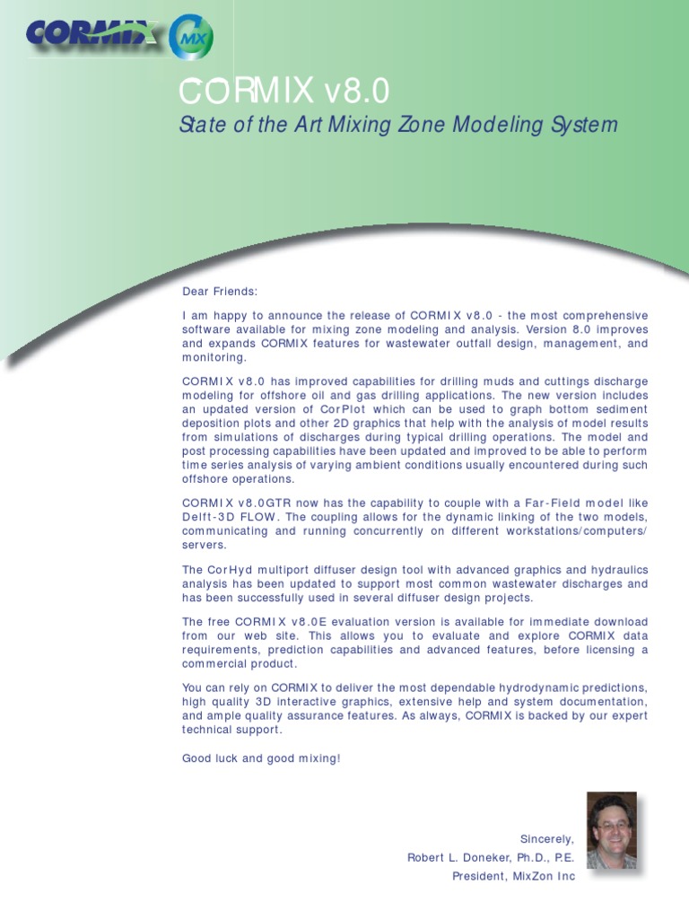 CORMIX v8.0: Advanced Mixing Zone Model | PDF | Time Series | Clean ...