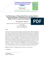 The Effectiveness of Think Talk Write Learning Model in Improving Students' Mathematical Communication Skills at Mts Al Jami'Yatul Washliyah Tembung