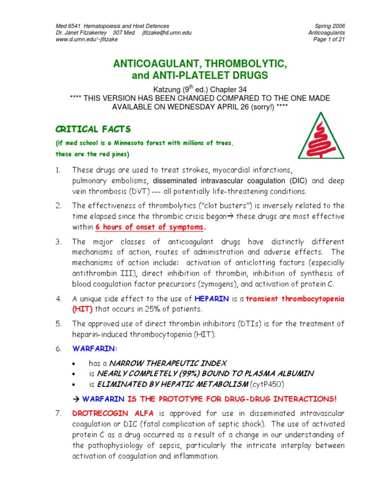 Overview of Antithrombotic Agents | PDF | Coagulation | Thrombosis