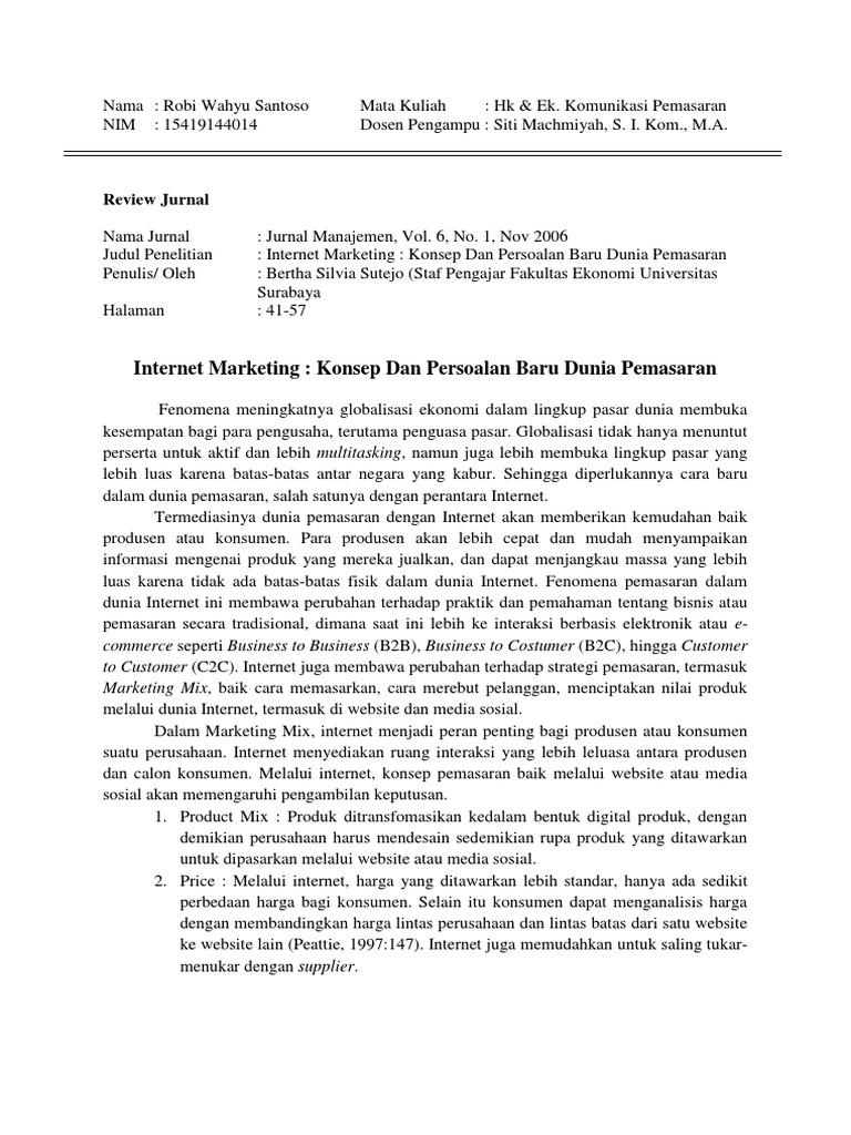 Review Jurnal Pemasaran
