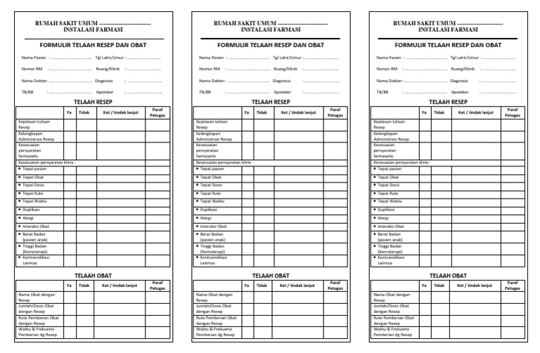 Form Telaah Resep Telaah Obat Form Telaah Resep Telaah Obat