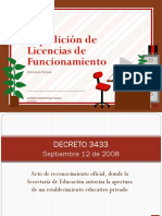 Decreto 3433 Licencias de Funcionamiento