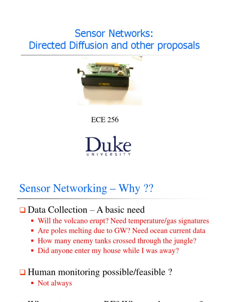 Sensor Networks: Directed Diffusion Overview | PDF | Wireless Sensor ...