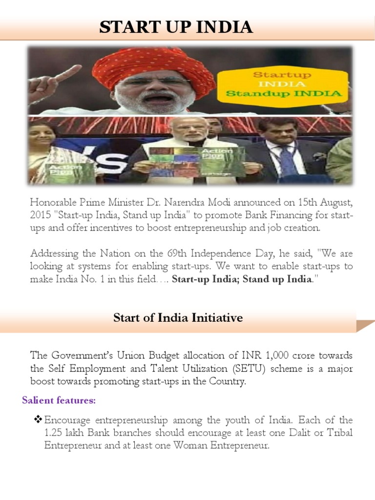 Start Up India Pdf Startup Company Small Business Entrepreneurs