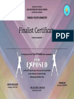 Finalist Certificate: Parish Youth Ministry