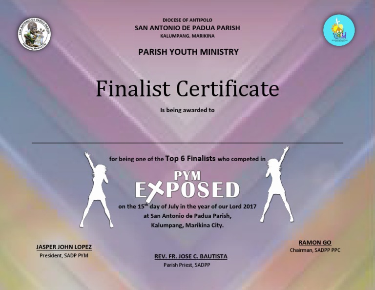 Finalist Certificate: Parish Youth Ministry | PDF