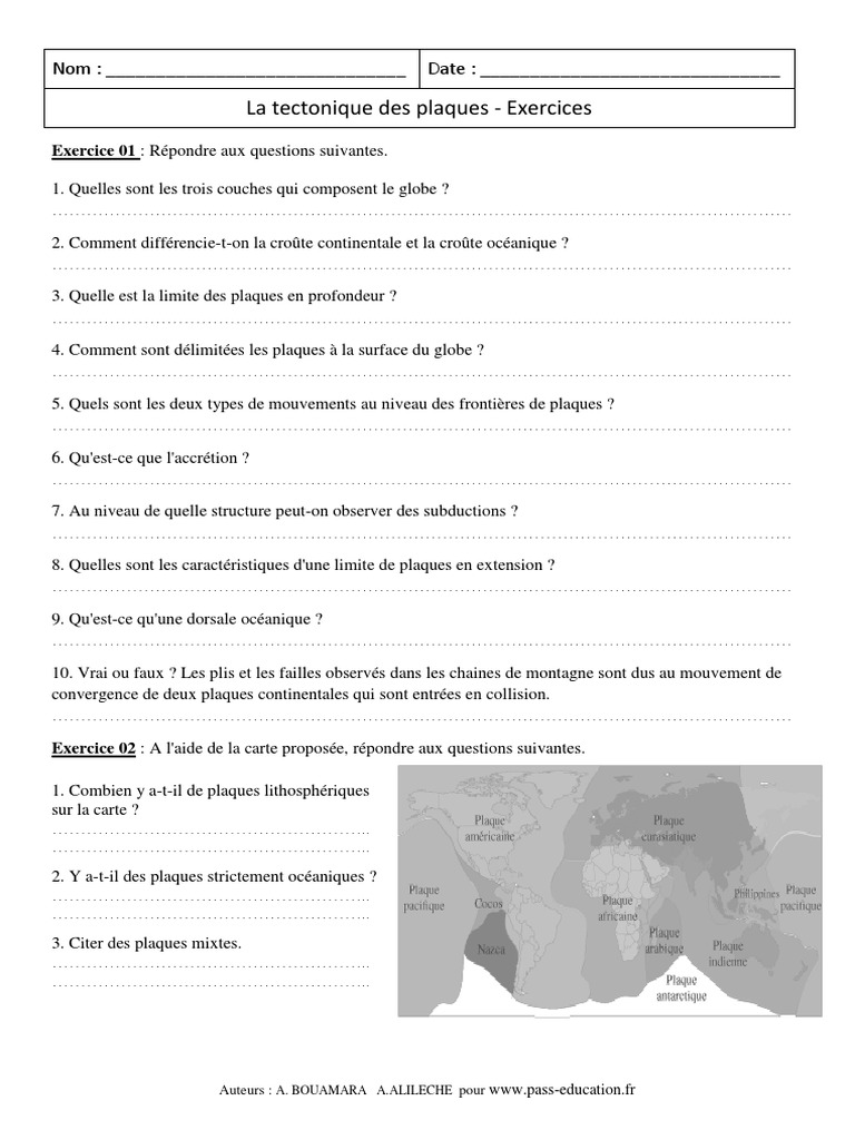 Devoir Corrigé Svt 4ème Mouvement Des Plaques