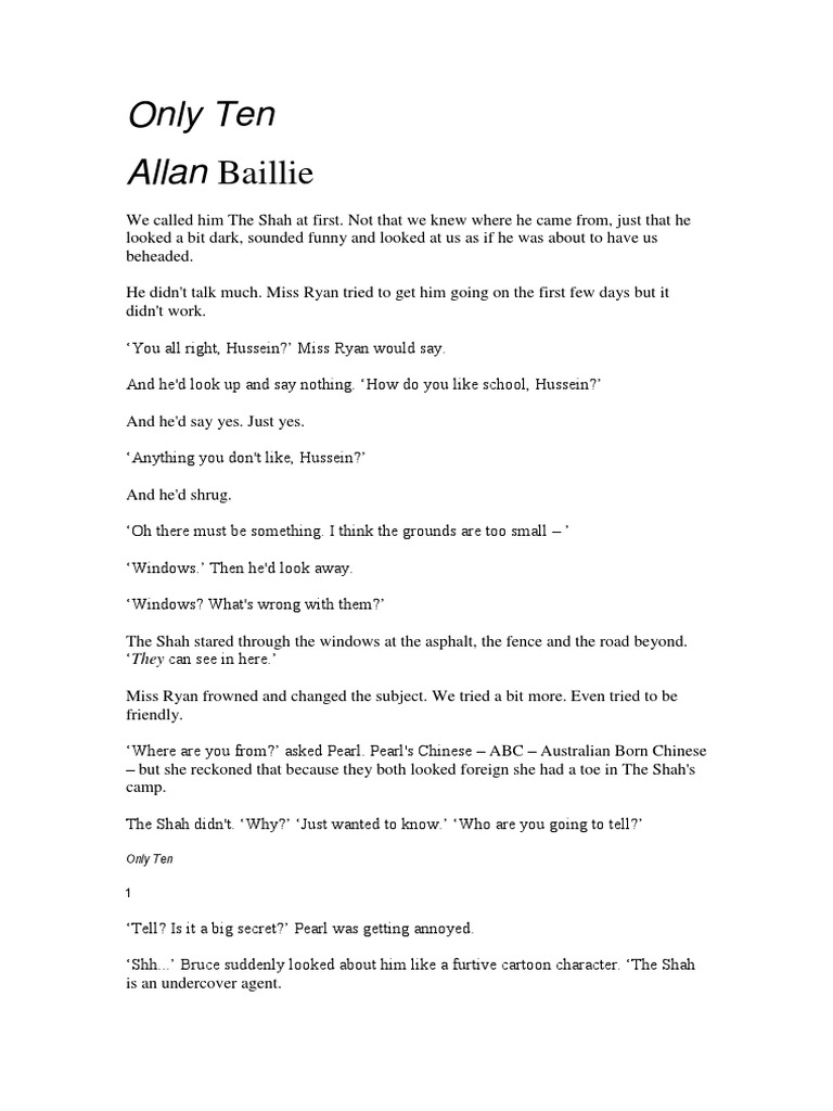Only ten allan baillie essay image