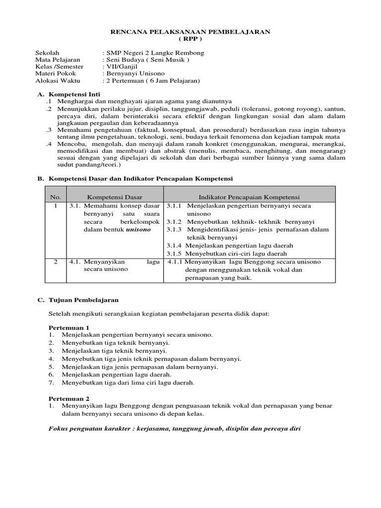 Rpp Musik 3 1 Dan 4 1