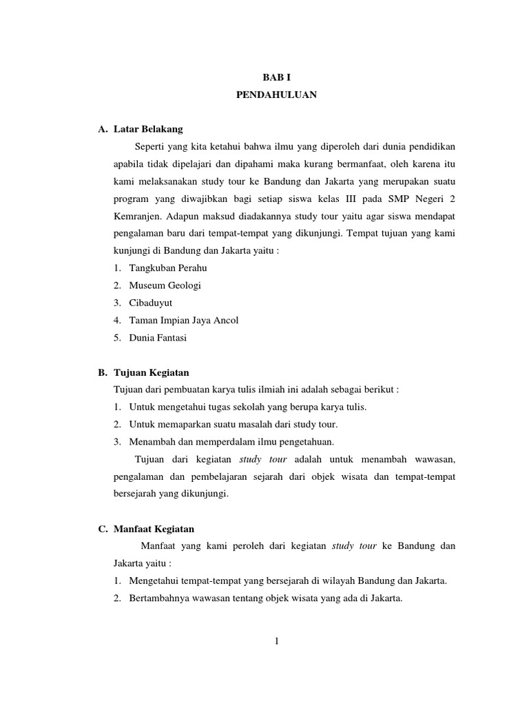 Karya Tulis Ilmiah Study Tour Smpn 2 Kemranjen