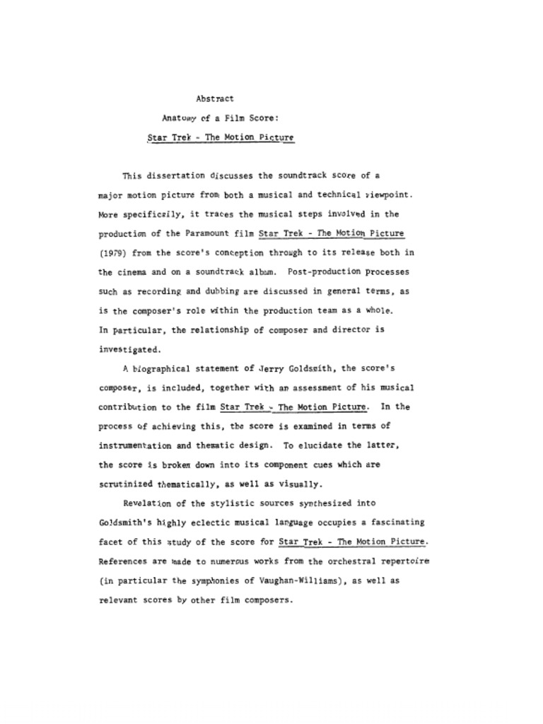 Anatomy of A Film Score Star Trek-Motion Picture PDF | PDF