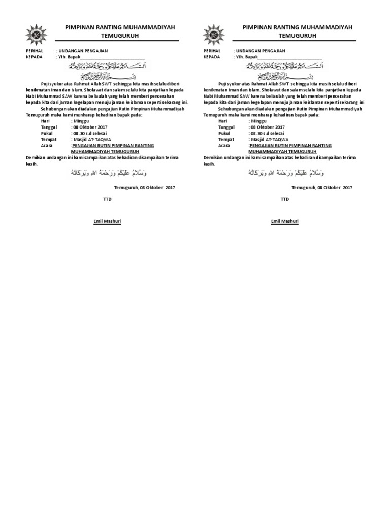 55+ Contoh Undangan Pengajian Rutin Bulanan Terbaru