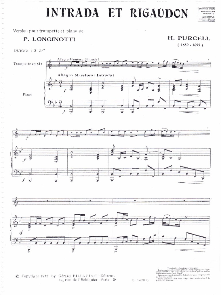 Intrada et Rigaudon for Trumpet and Piano | PDF