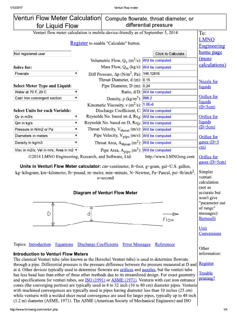 Venturi Flow Meter | PDF | Fluid Mechanics | Materials Science