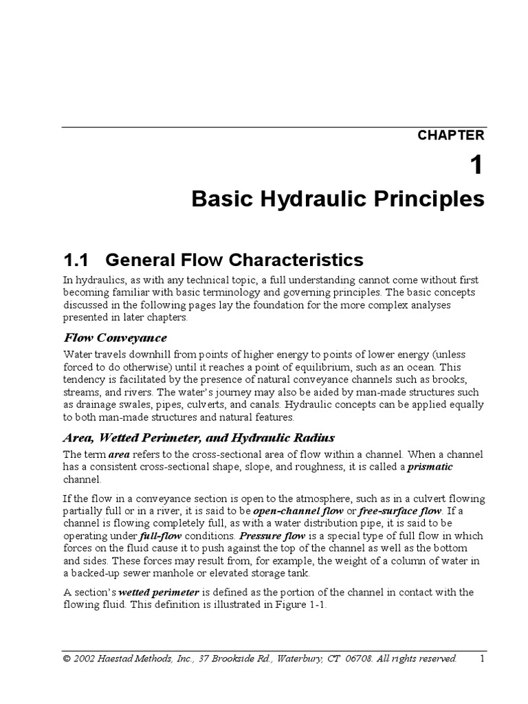 Basic Hydraulic Principles PDF | PDF | Reynolds Number | Fluid Dynamics