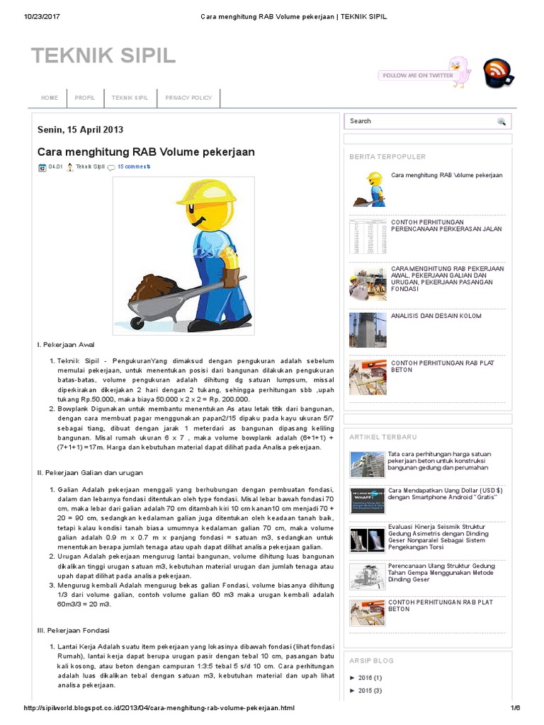 Cara Menghitung RAB Volume Pekerjaan _ TEKNIK SIPIL