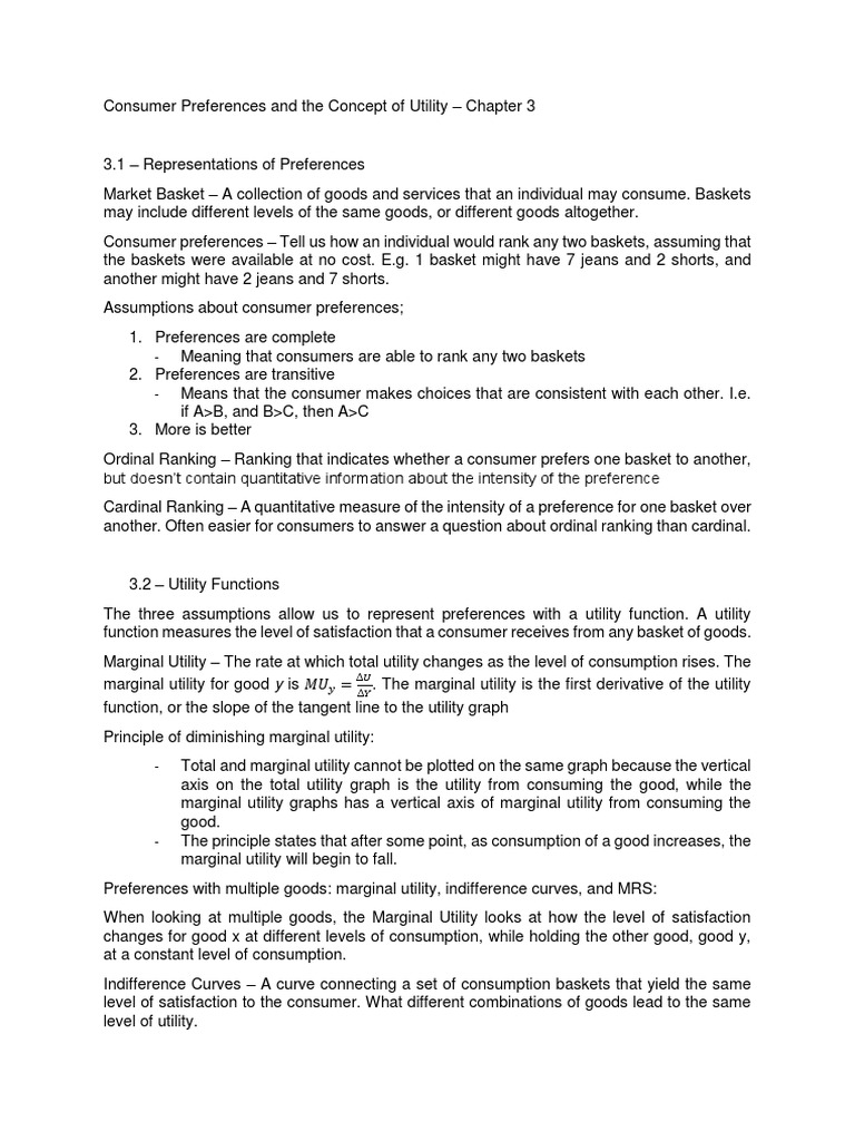 Consumer Preferences and Utility Theory | PDF | Utility | Marginal Utility