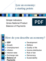 To Analyze An Economy: Some Starting Points: Simple Indicators Gross National Product Balance of Payments