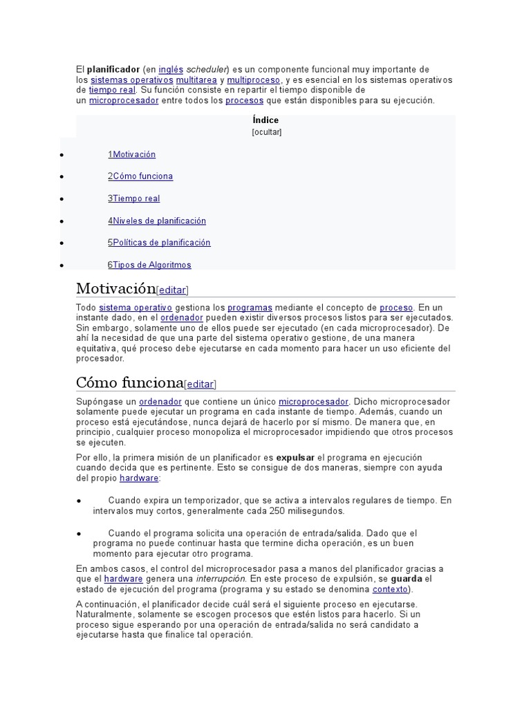 Funciones del Scheduler en Sistemas Operativos | PDF | Programación ...