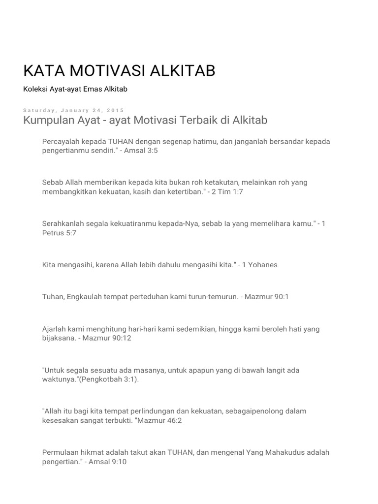  KATA  MOTIVASI  ALKITAB  Kumpulan Ayat Ayat Motivasi  