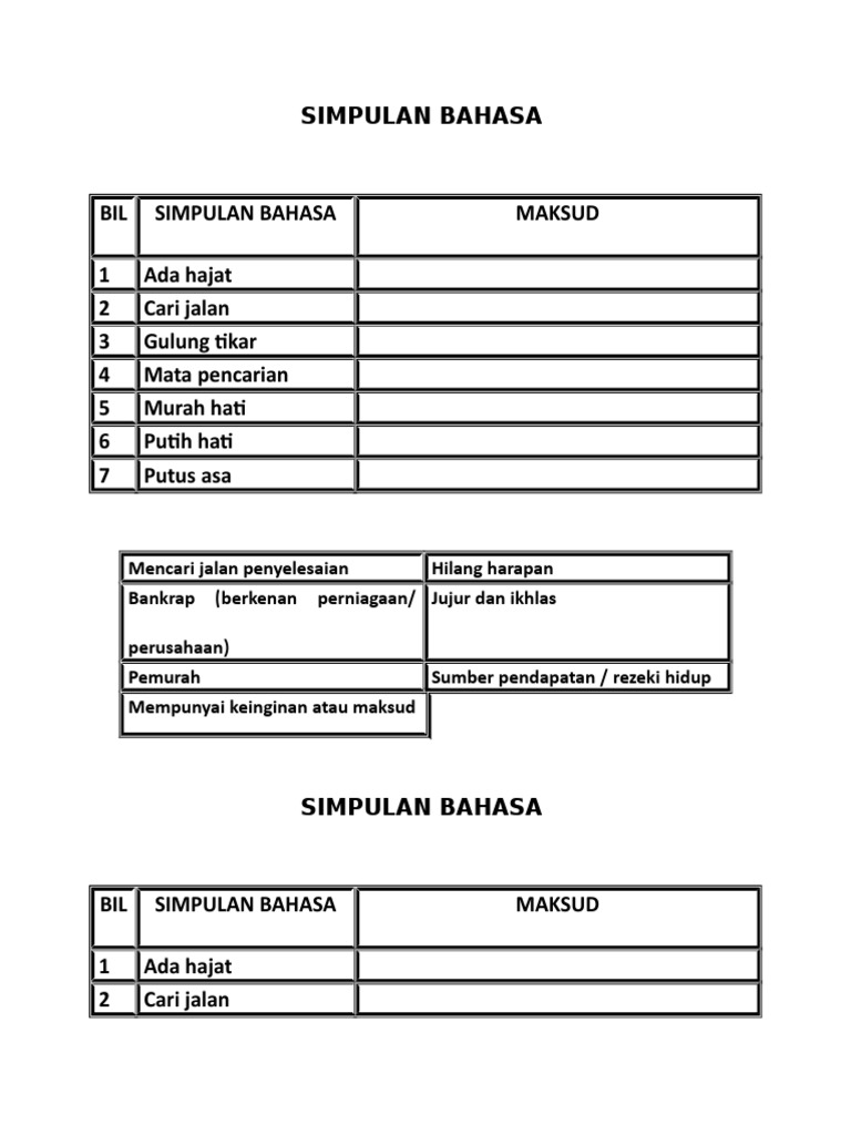 Latihan Simpulan Bahasa Pdf
