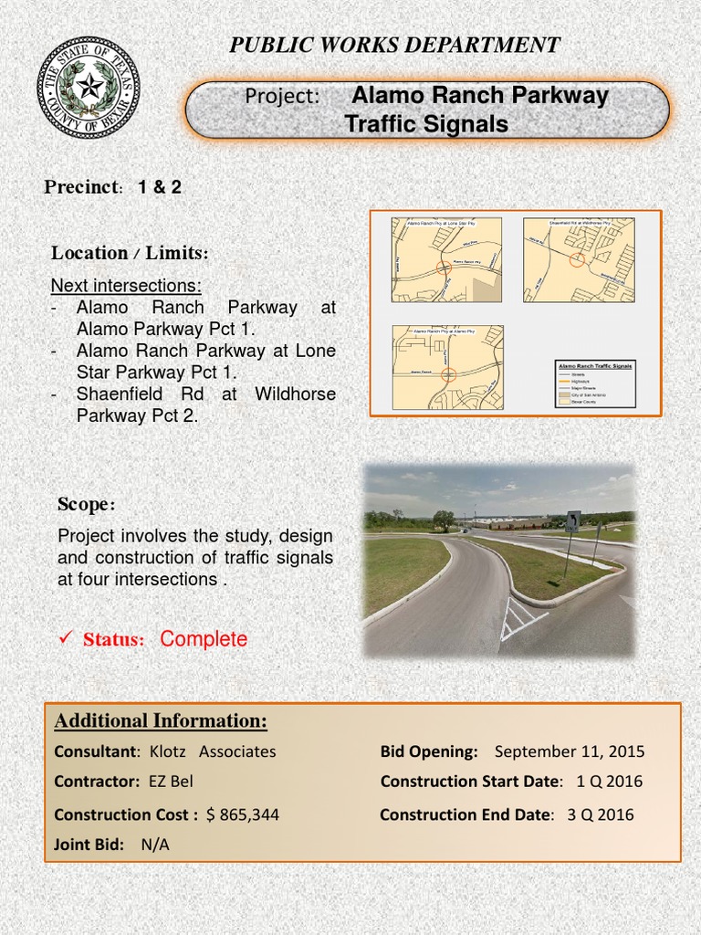 Capital Improvement Projects In Precinct 1 Bexar County Pdf