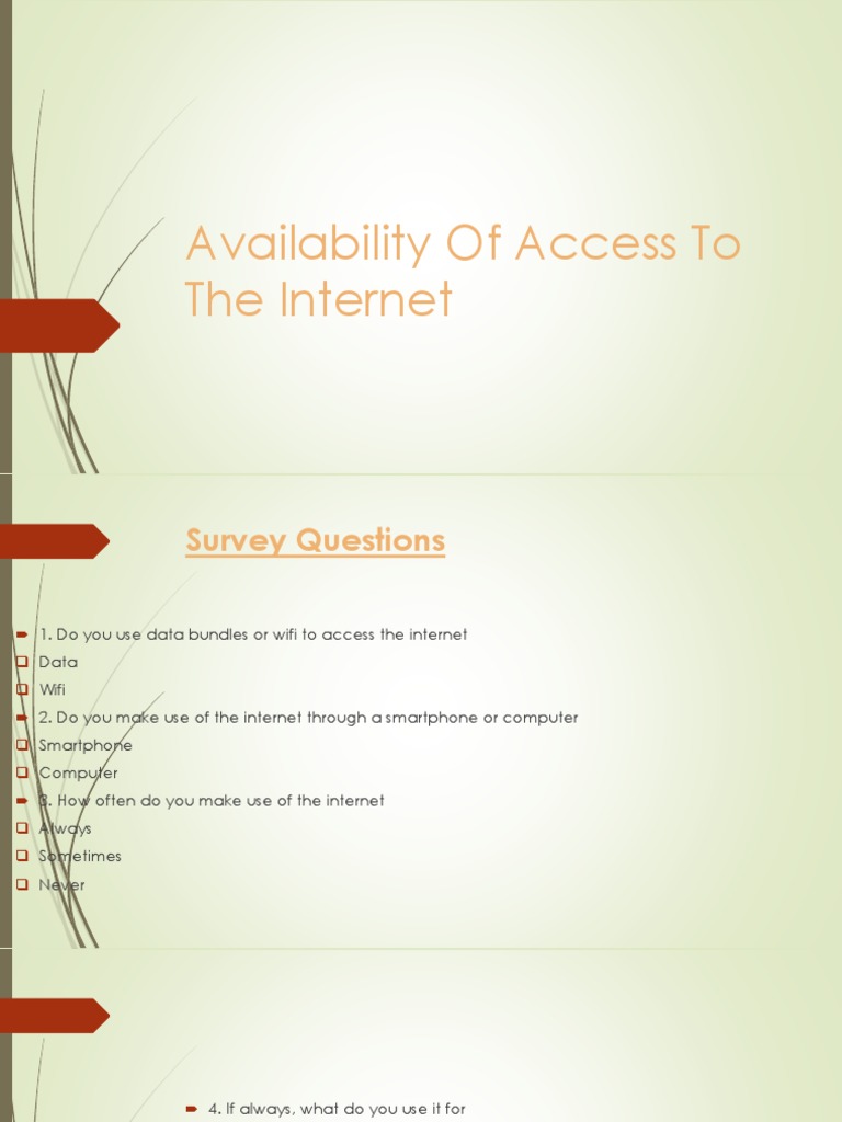 Availability of Access To The Internet | PDF | Computers