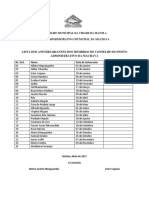Lista Dos Aniversariantes Dos Membros Do Conselho Do Posto Administrativo Da Machava