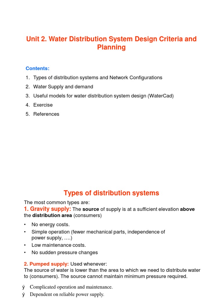 Water Distribution System Design Overview | PDF | Water Supply Network ...