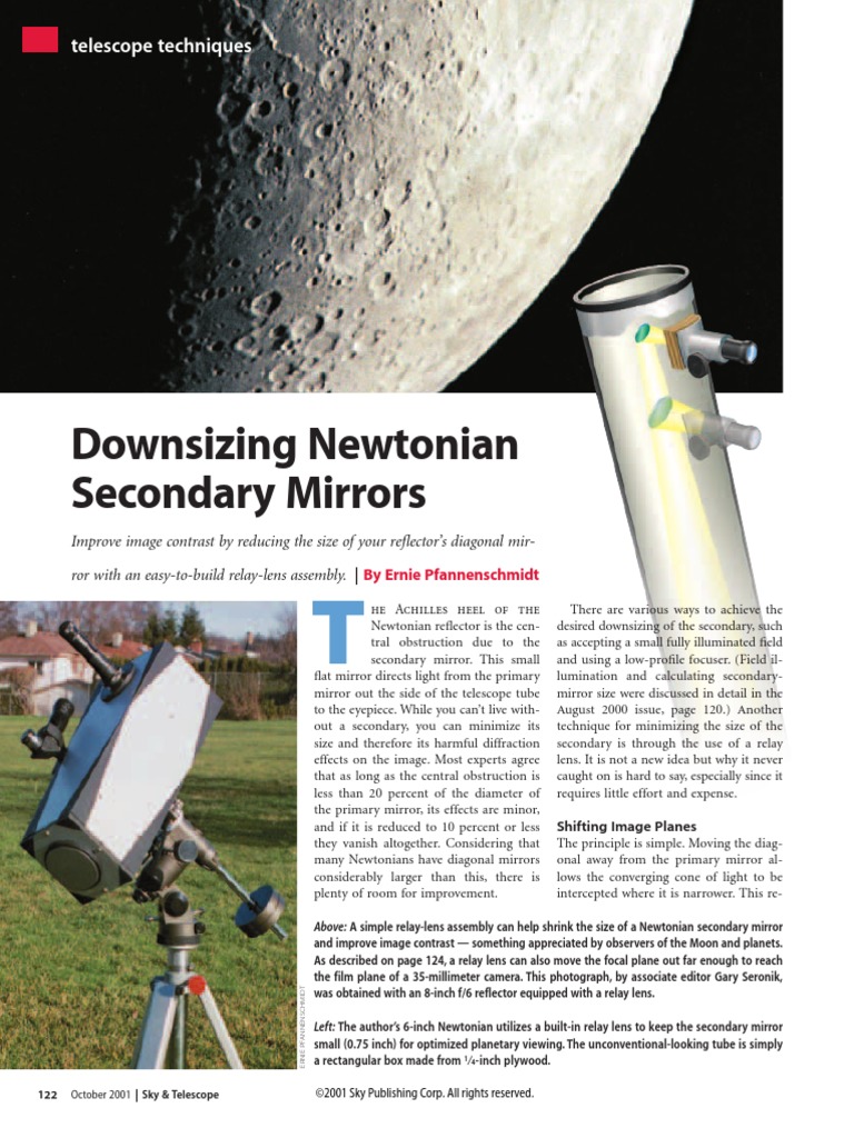 Downsizing Newtonian Secondary Mirrors Telescope Techniques PDF Telescope Telescopic Sight