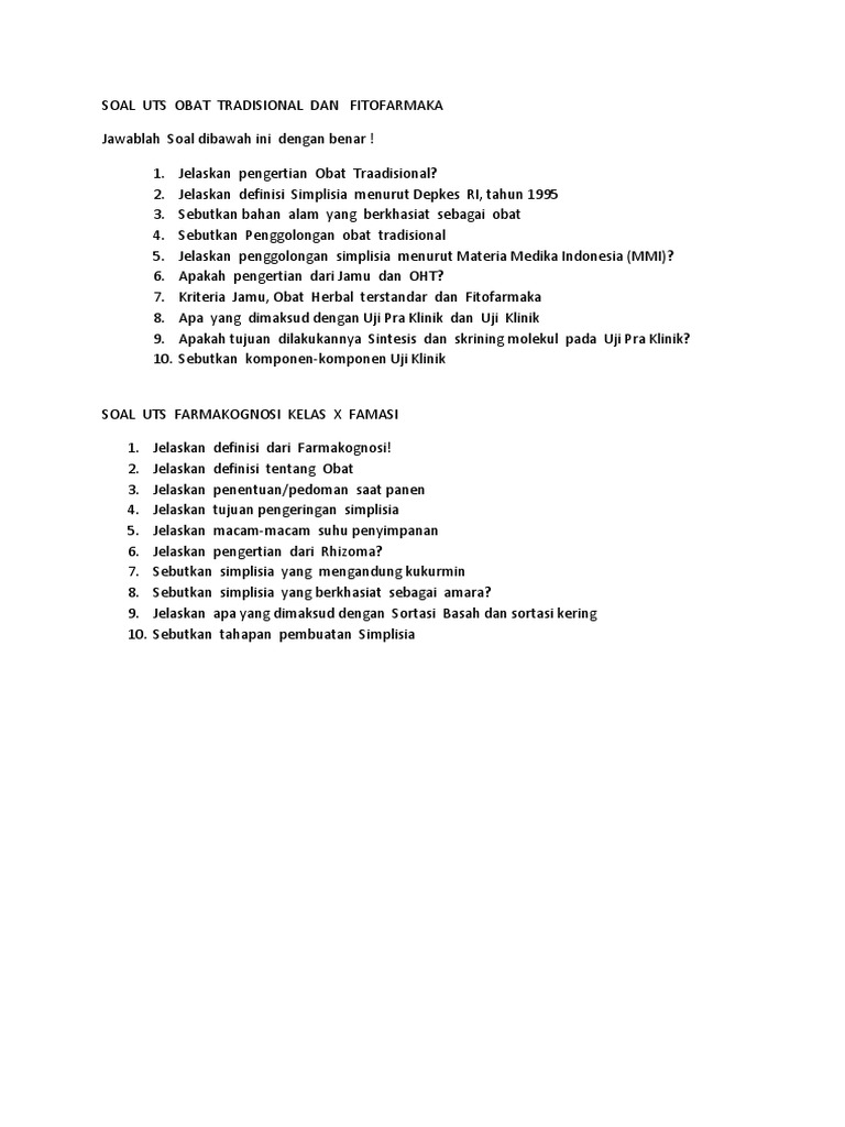 Soal essay obat tradisional picture