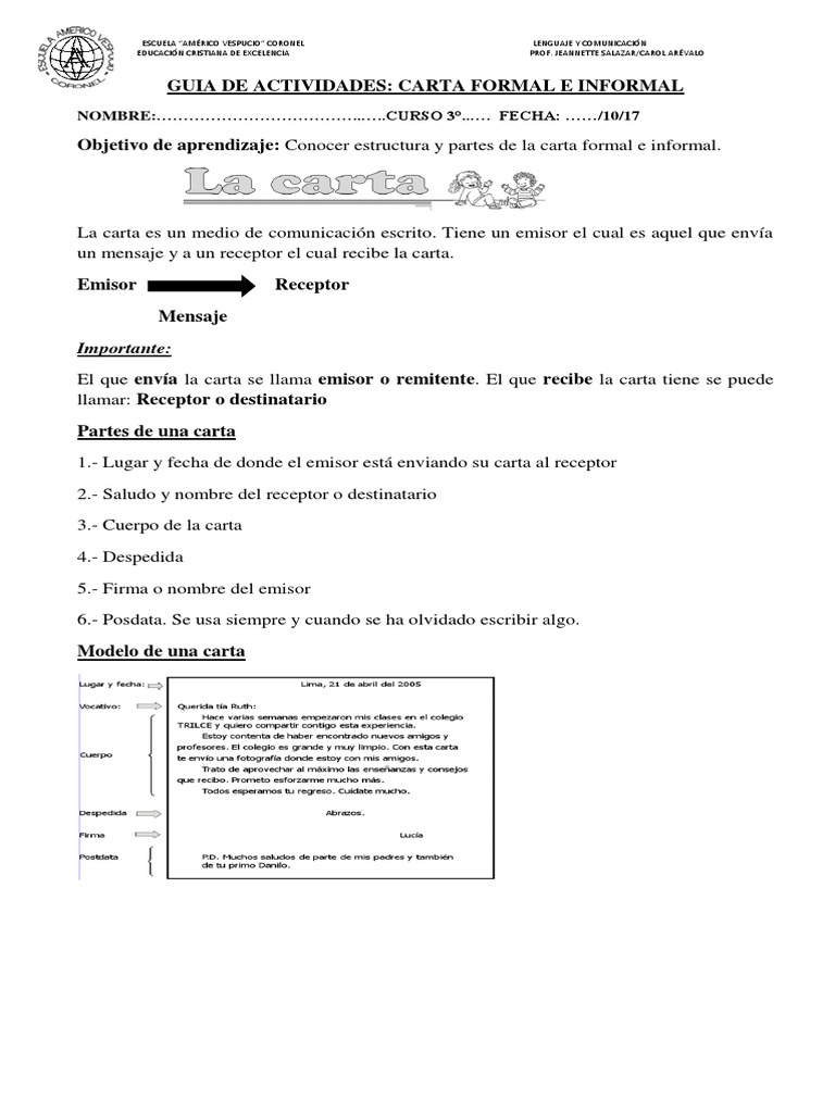 Partes De Carta Formal