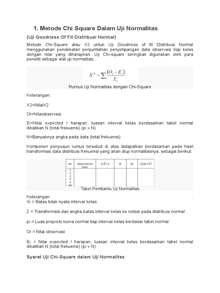 Metode Chi Square Dalam Uji Normalitas