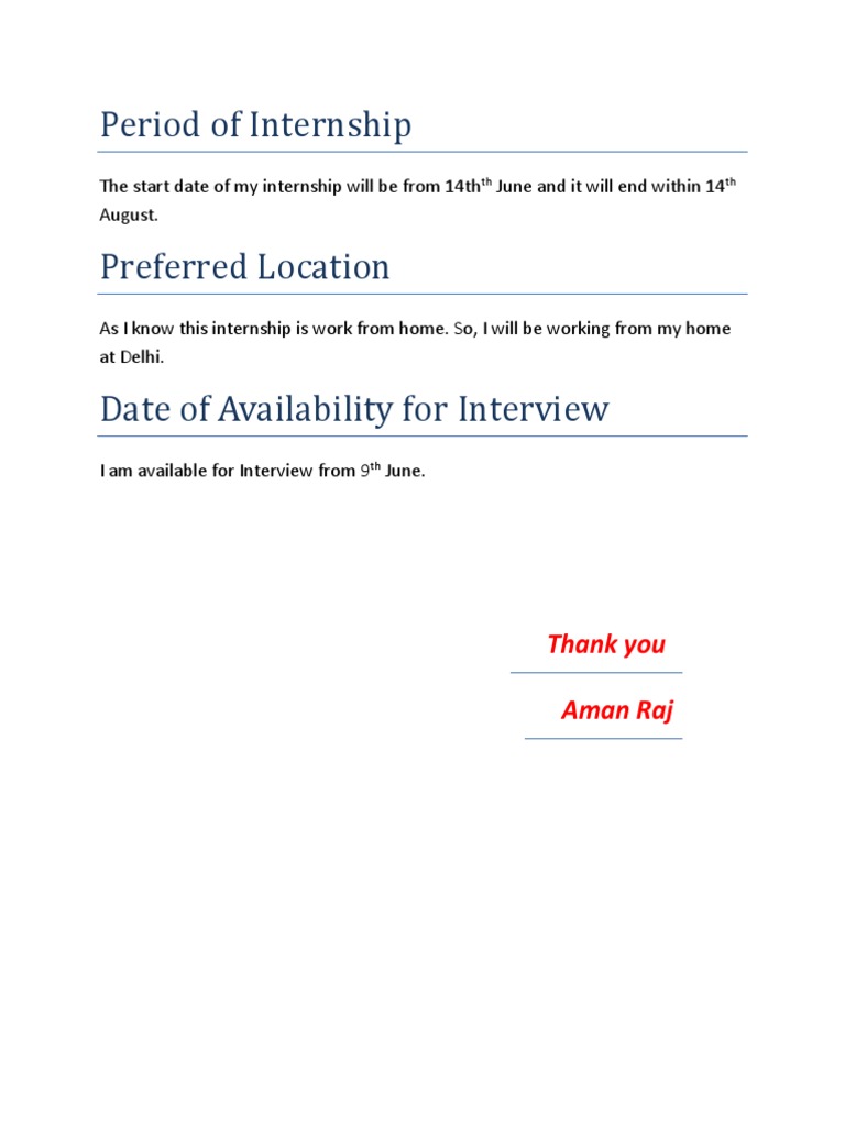 Internship Details: Dates & Location | PDF